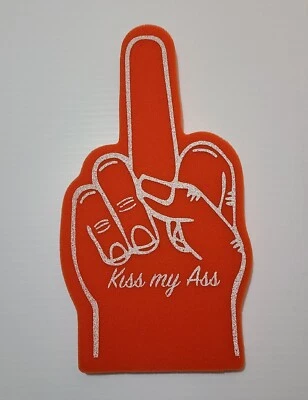 MIDDLE FINGER Foam HAND HANDWARE 18" MADE IN USA kiss my ass Orange white