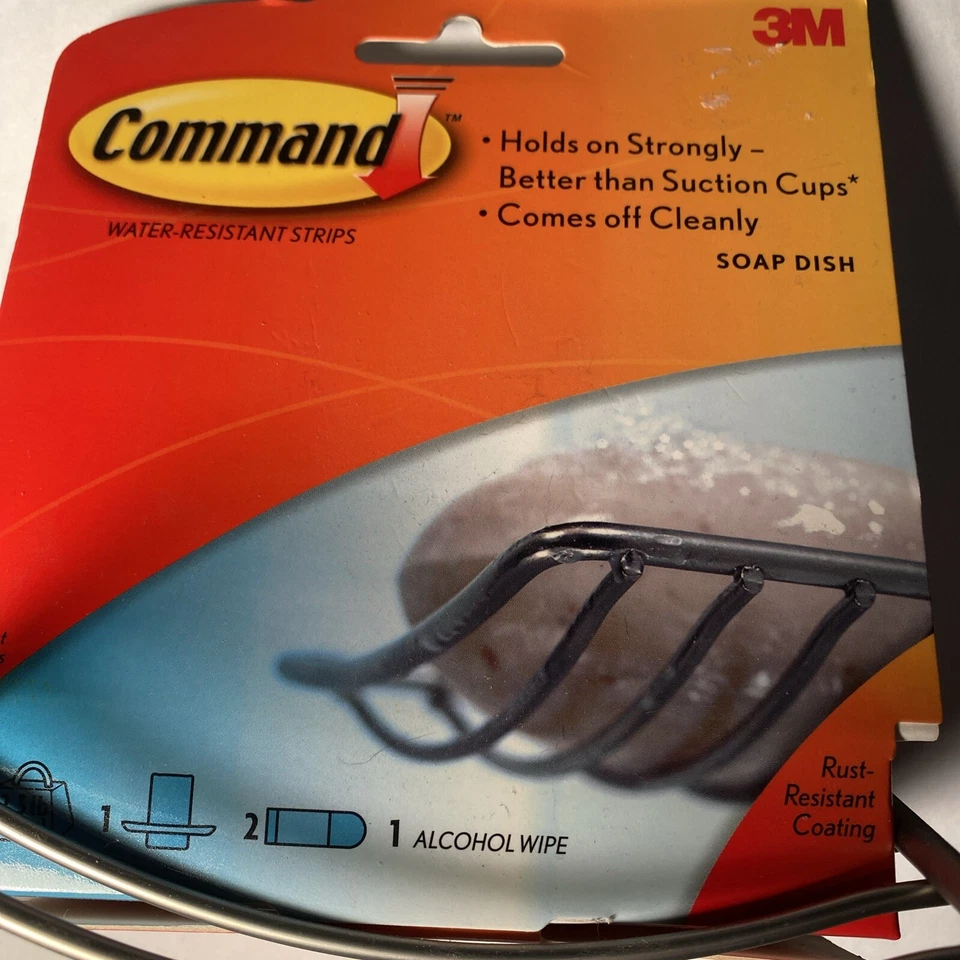 3M мыльница - никелевый металл, изогнутый, команда полоска смонтирована мыло блюдо новый - Изображение 2 из 4