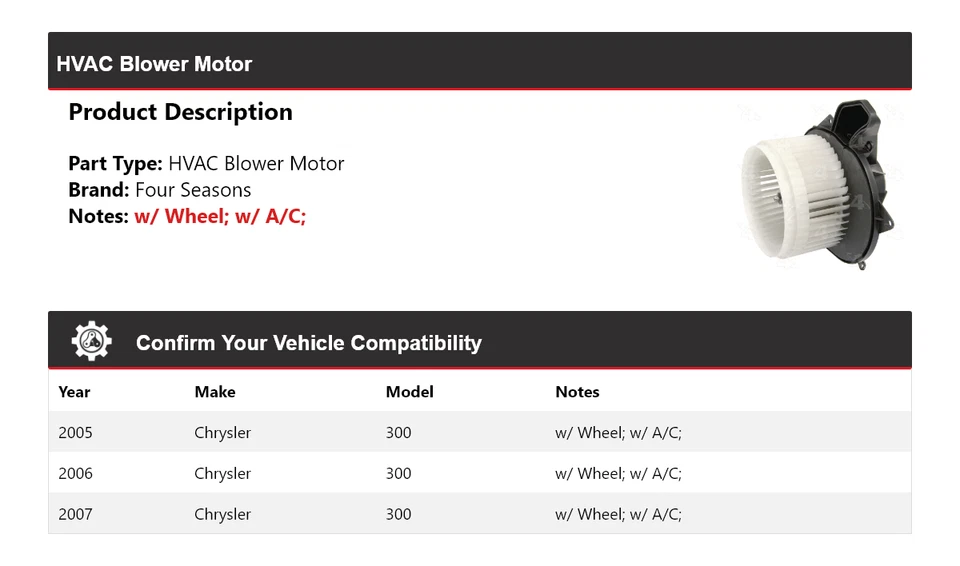 Motor soplador de climatización para Chrysler 300 2005-2007 4 estaciones 2006 Foto 2 de 4