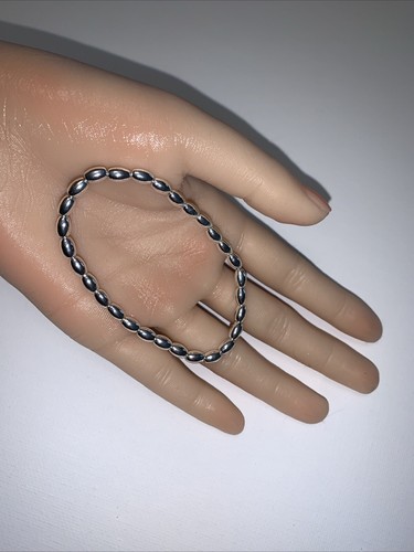 Bracciale Elastico Ematite Tono Argento Donna Guarigione Bellissimo Regalo 4mm 7,5” - Foto 4 di 5