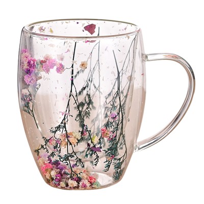 Double Wall Glass Cappuccino Mugs 350ml Double-Layer Insulated Tea Glass