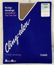 VINTAGE SEARS BEST THI-TOP CLASSIC SMOKE SANDALFOOT STOCKINGS 2 PAIRS