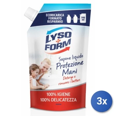 3x Lysoform Sapone Sacco 500 Ml. Delicatezza