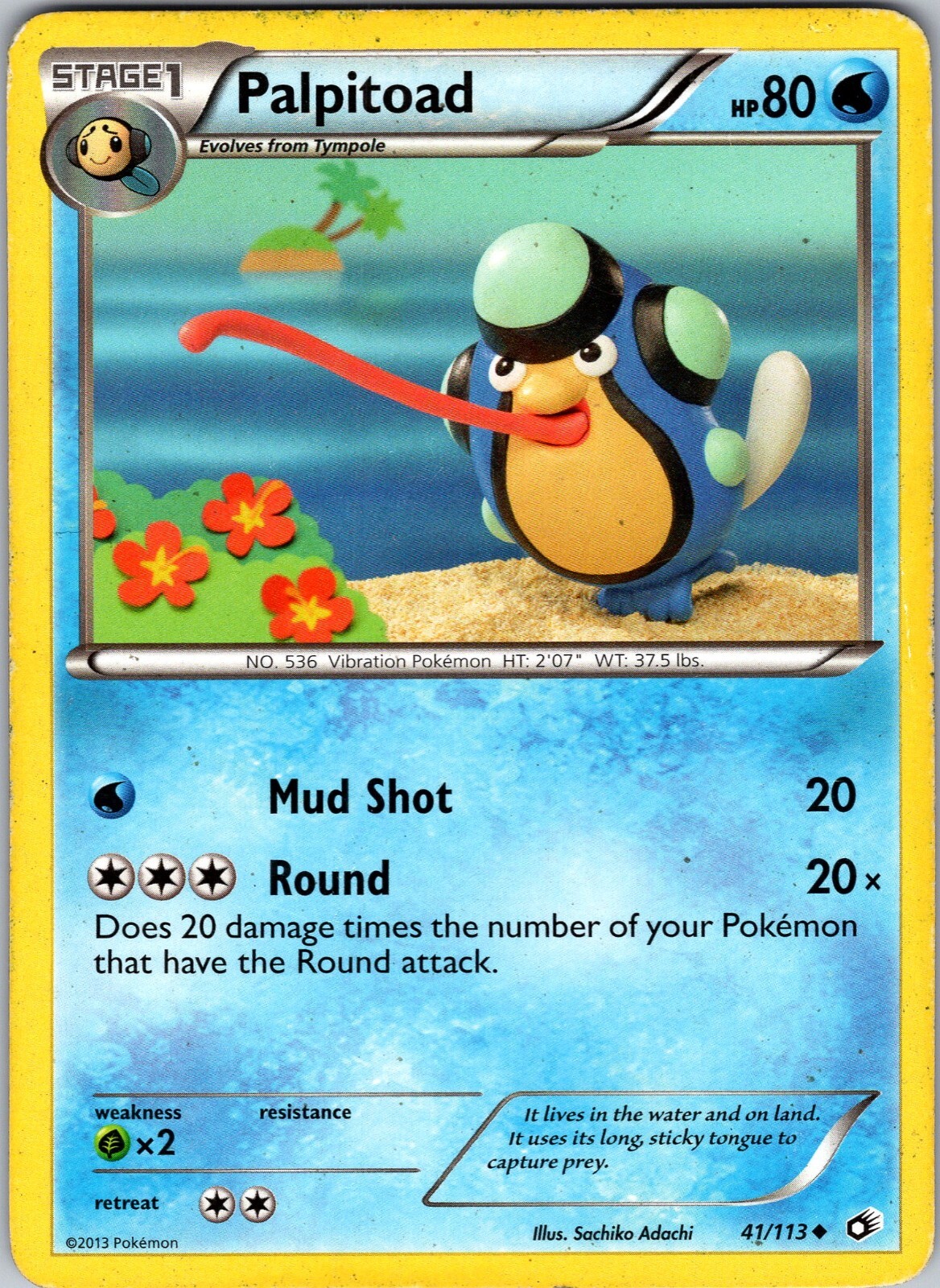 Pokemon Palpitoad B&W Legendary Treasures 41/113 Regular Uncommon Card Played LP