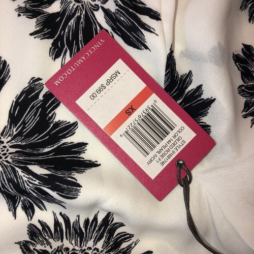 Camicia top Vince Camuto XS NUOVA CON ETICHETTE bianca nera floreale designer $99 🧡 - Foto 9 di 12