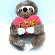 Dan Dee Sloth Plush Brown w/ Red Love Heart 12" Stuffed Animal Collectors Choice