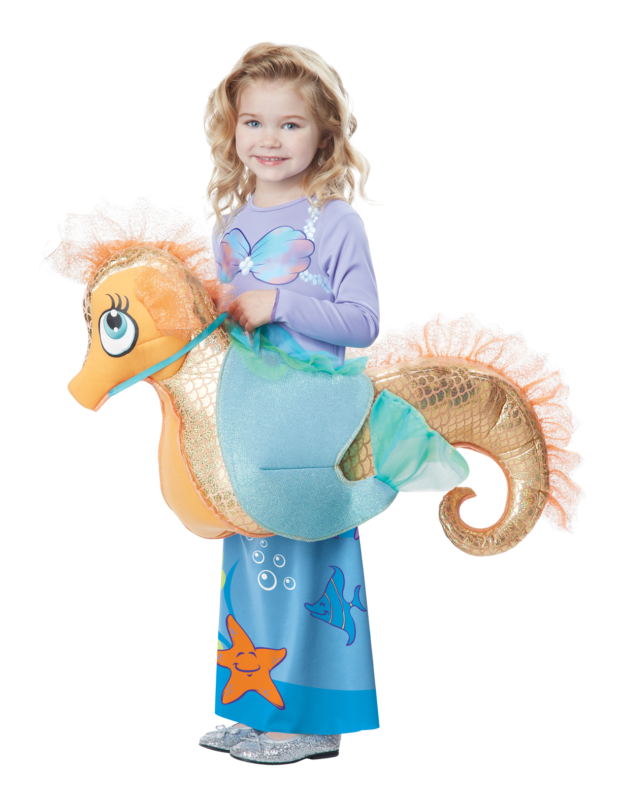 Ariel Little Mermaid Riding 3D Seahorse Toddler Costume