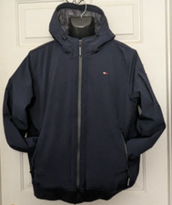 Tommy Hilfiger Navy Performance Jacket Hooded Coat Water Wind Resistant Men's L
