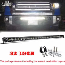 32 In LED Light Bar Straight Kit Fit 2014-19 TOYOTA Tundra Hidden Bumper Grille