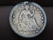 1854 P Seated Liberty Half Dime- with Arrows, Philadelphia, About Good Details