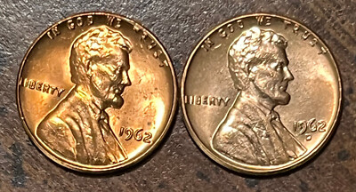 1962 PD Lincoln Cents - GEM BU - Two great coins