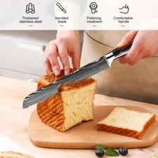 Bread Knife Serrated Bread Cutter chef Kitchen High Carbon Stainless Steel New