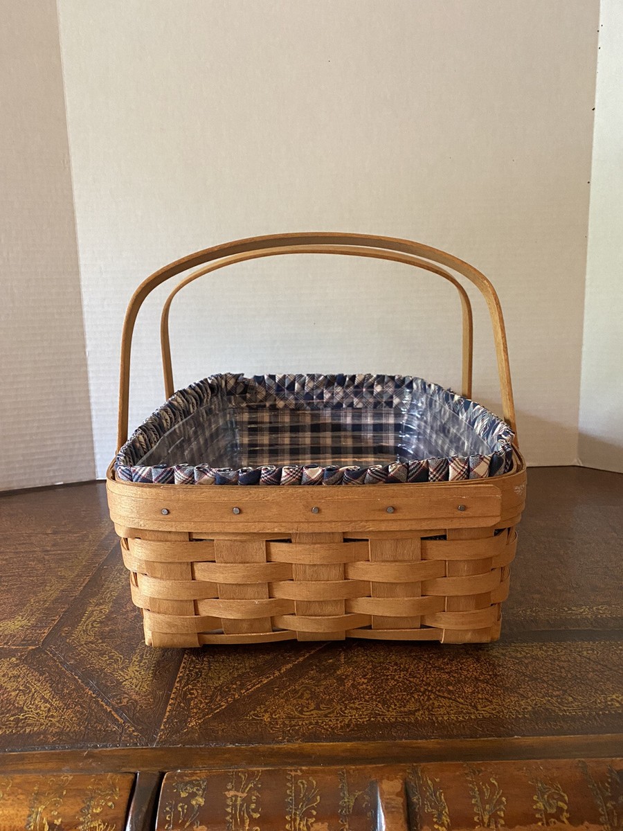 Longaberger 1993 Medium Gathering Basket w Liner Protector Combo