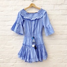 Misa Los Angeles || Masha Tassel Ruffle Mini Dress Blue XS