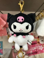 Sanrio Kuromi Plush Keychain With Reel 460056 Stuffed Key Holder Xmas Gift Japan