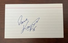 Carte index signée Dave Karper Karpa Rangers, Hurricanes, Nordiques, Mighty Ducks