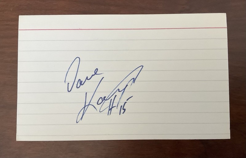 Dave Karper Karpa Signed Index Card Rangers, Hurricanes, Nordiques, Mighty Ducks