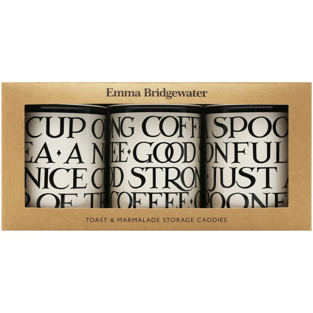 Emma Bridgewater Black Toast Set of 3 Round Storage Caddies Kitchen Tins