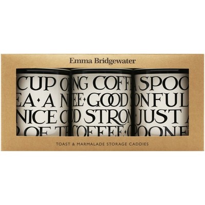 Emma Bridgewater Black Toast Set of 3 Round Storage Caddies Kitchen Tins