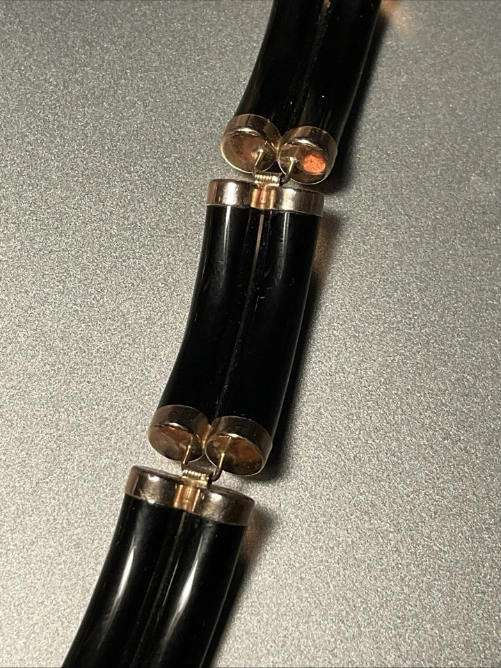 14kt Gold Double bar  Black Onyx Bracelet - Very Nice - Image 4 of 4
