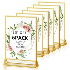 Acrylic Sign Holder 8.5X11 Double-Sided Gold Picture Frames Clear Sign Holder...