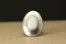 925 Sterling Silver Cabochon Pink Mother of Pearl Size 7.25 Ring 10.4g RIN9473 