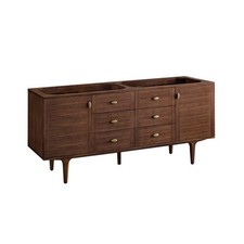72" James Martin Amberly 670-V72-M-WLT Double Vanity Cabinet Mid-Century Walnut