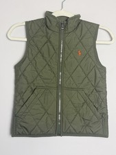 Polo Ralph Lauren Quilted Vest Boys S 8 P Small Mockneck Green Outdoor