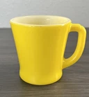 Vintage Fire-King Fired-On Yellow D-Handle Mug Anchor Hocking Logo Made In USA