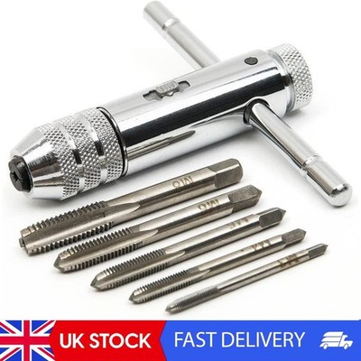 T-Griff Ratsche Gewindebohrer verstellbar Gewindeschlüssel Set M3-M8 metrisch Metall Hand