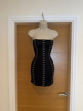 Pretty Little Thing Ladies Black Clip Front Bandeau Mini Dress S 6 8 24in Chest