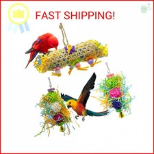 EBaokuup 3Pack Bird Chewing Toys Foraging Shredder Toy Parrot Cage Bird Loofah H