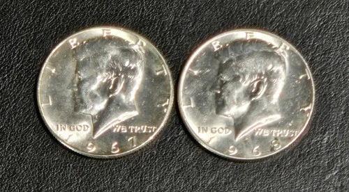 Lot of 2 (Two) Kennedy Silver Half Dollars 1967 & 1968D Lustrous!