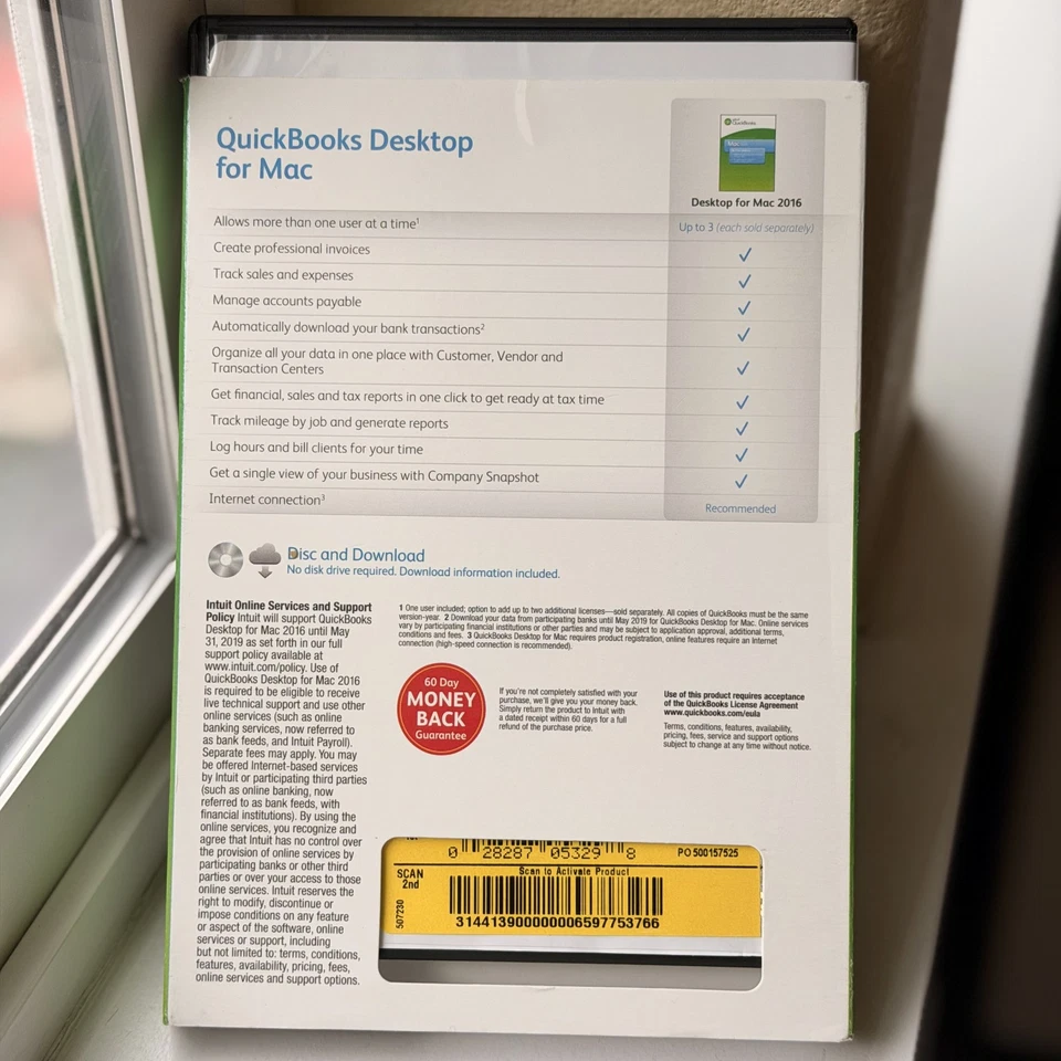 Escritorio QUICKBOOKS 2016 para Mac versión de stock antiguo de EE. UU. venta al por menor completa Foto 2 de 4
