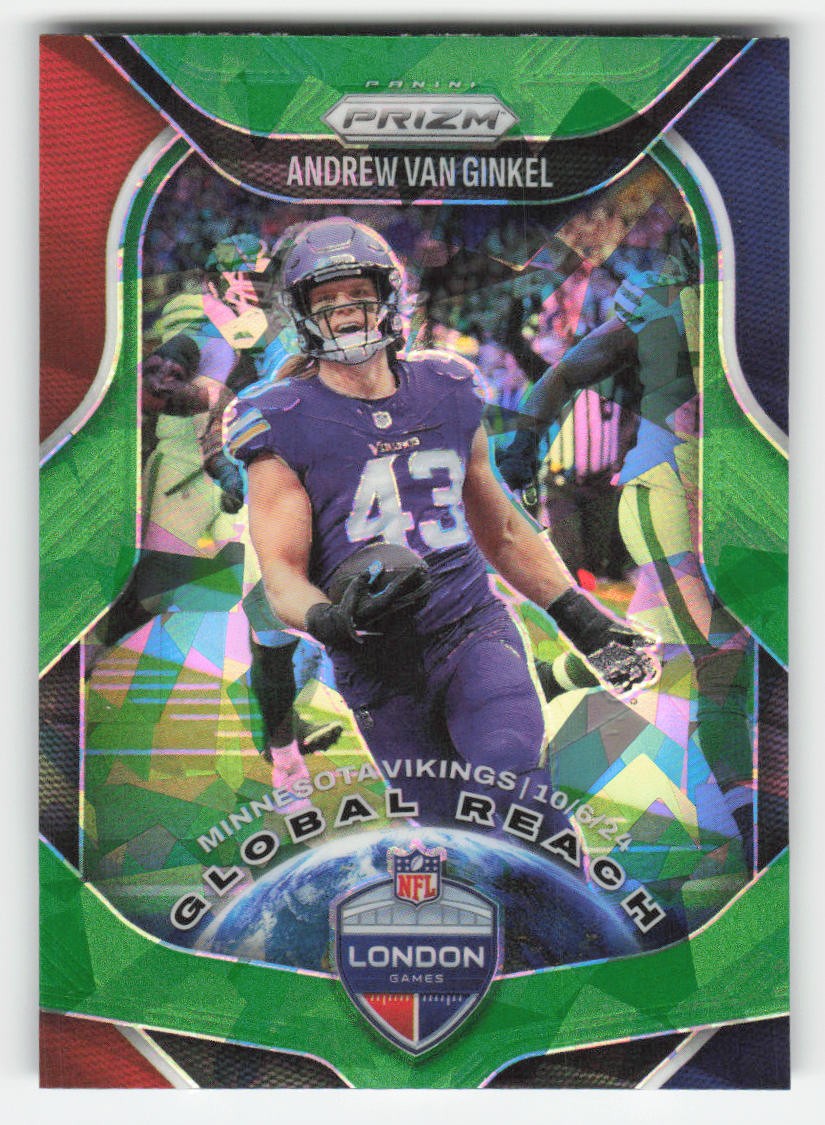 2025 Panini Prizm #3 Andrew Van Ginkel Global Reach Green Ice Minnesota Vikings