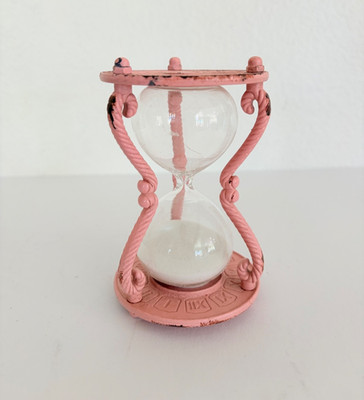 Vintage Pink Distressed Hourglass Shabby Chic Cottagecore Sand Timer Desk Decor