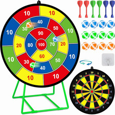 Large Dart Board for Kids, Kids Double-Sided Dart Board with Sticky Balls and Da