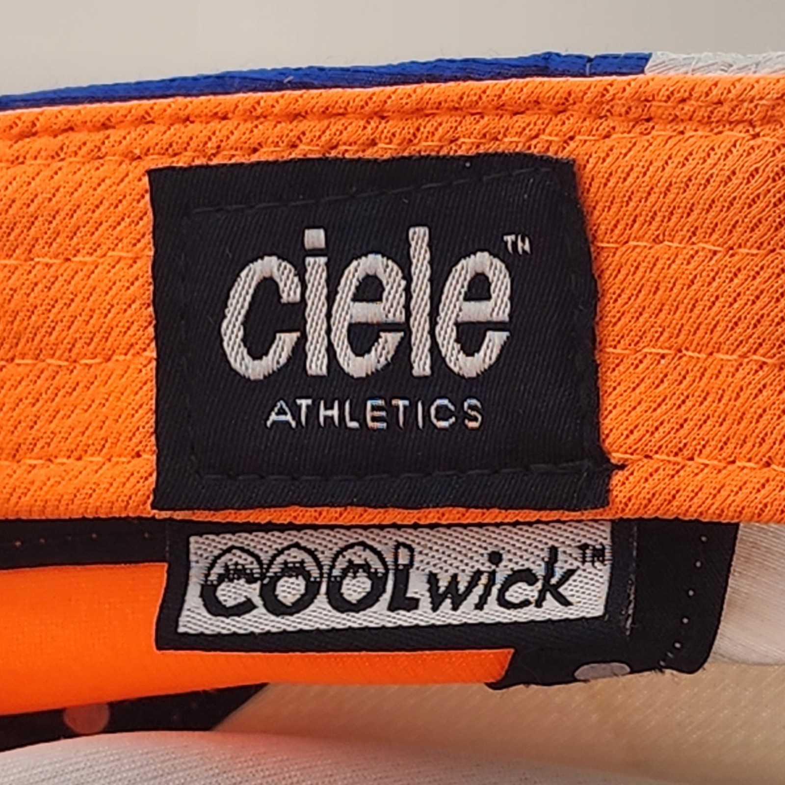 Ciele Athletics 7 Panel Hat, White & Blue Cap, COOLwick, Buckle Strapback