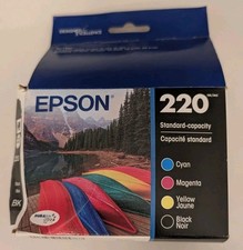 Epson 220 Genuine Ink Cartridges 4-Pack Black Cyan Magenta Yellow Exp 02/2028