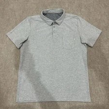 Vuori Ace Men's Large Gray Pocket Collared Casual Golf Athleisure Polo *READ