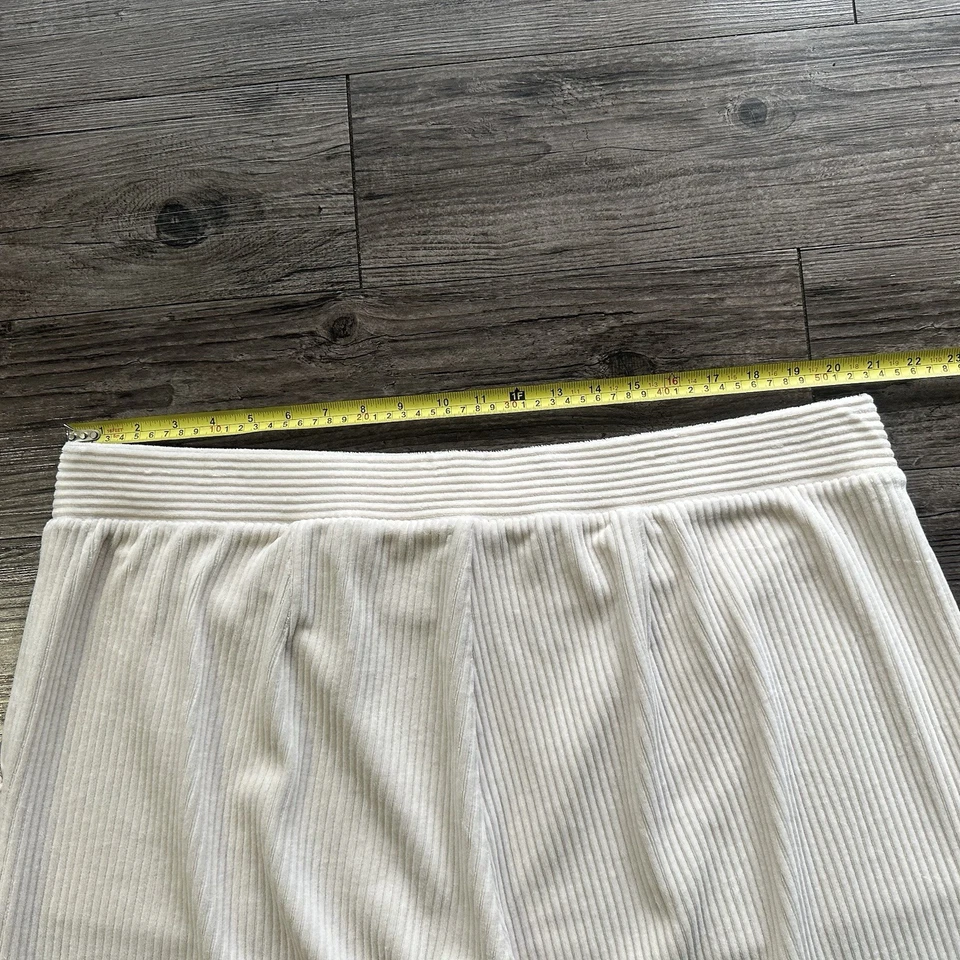 T by Talbots Velour Pants Women’s 3X Cream Ribbed Wide Leg Cozy Sky Loungewear - Image 4 of 4