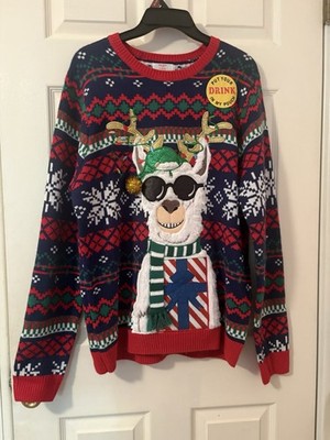 Holiday Time Christmas Sweater Llama Ugly Christmas Sweater Long Sleeves Size  M