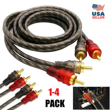 4Pcs RCA Cables 2 Channel Twisted 4Ft Car Audio Shielded Interconnect Amp Wire