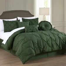 Oversized king pintuck olive green 3 piece comforter set