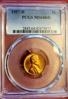 1957-D Lincoln Wheat Penny 1C MS 64 RD PCGS
