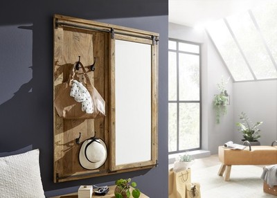 Garderobenspiegel Spiegel 105x140cm Mango Holz massiv & Eisen schwarz NEU OVP!!!