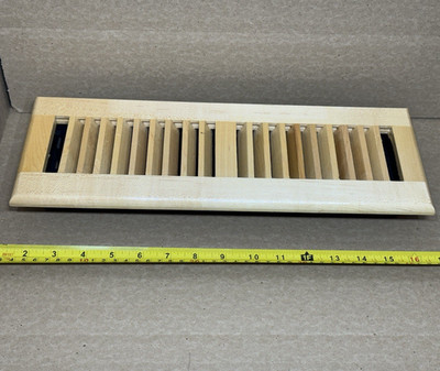Decor Grates Floor Register Solid Wood Natural Air Vent Louvered 4x14 Maple
