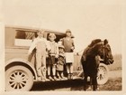 Antique Photo Children with Pony Old Car Family Portrait Rural American History