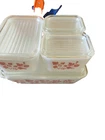 Vintage Pink Gooseberry Pyrex Refrigerator Dish Set with Lids 501 (2), 502, 503