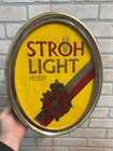 Vintage 1980s Stroh's Light Beer On Tap Plastic Hanging Bar Pub Sign